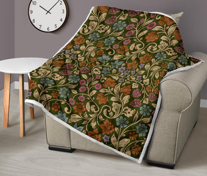 Floral Vintage Print Pattern Premium Quilt-JTAMIGO.COM