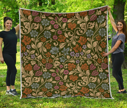 Floral Vintage Print Pattern Premium Quilt-JTAMIGO.COM