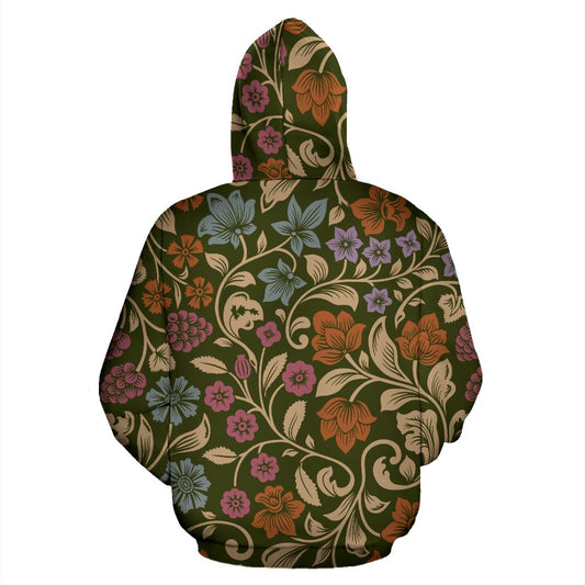Floral Vintage Print Pattern Pullover Hoodie