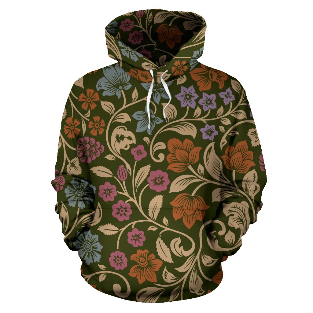 Floral Vintage Print Pattern Pullover Hoodie