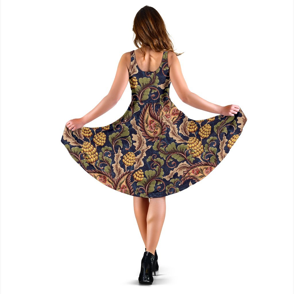 Floral Vintage Print Pattern Sleeveless Dress