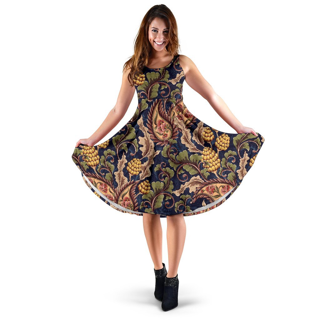 Floral Vintage Print Pattern Sleeveless Dress