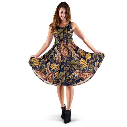 Floral Vintage Print Pattern Sleeveless Dress