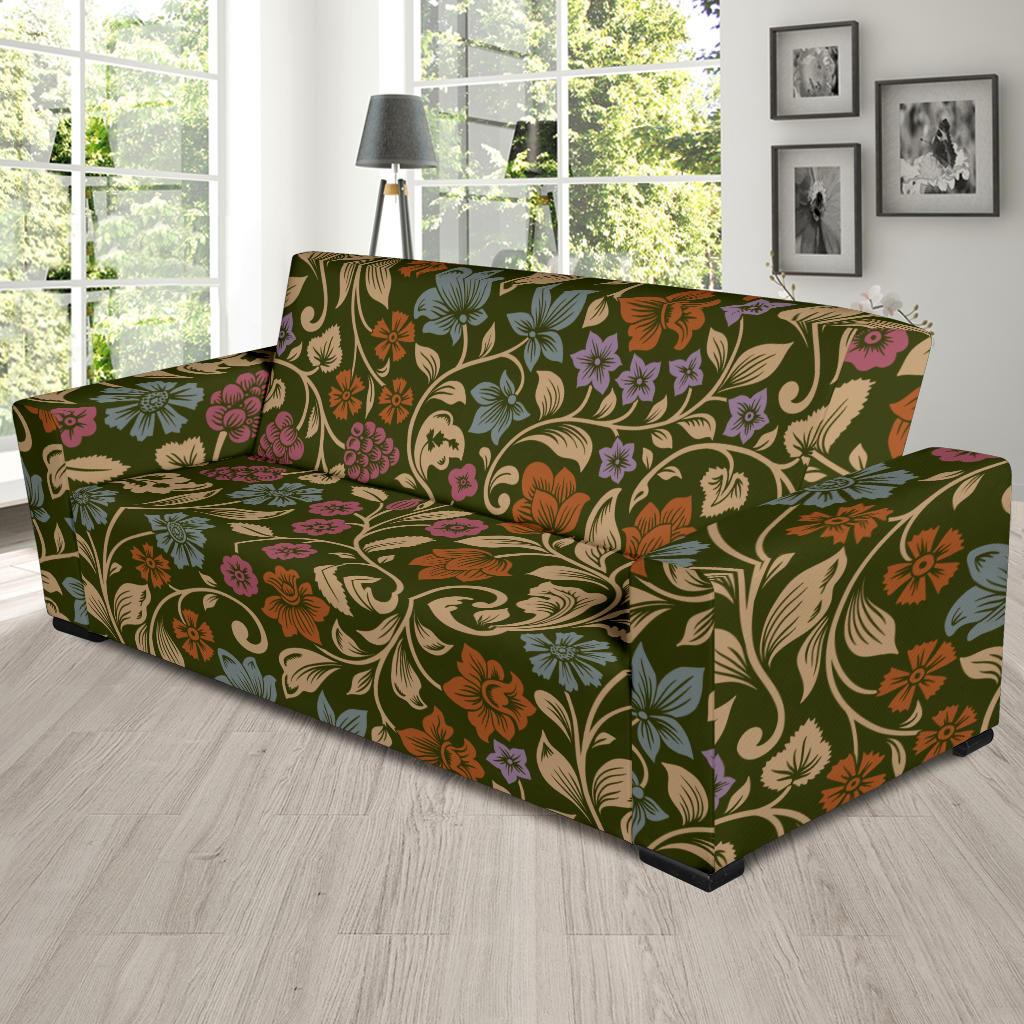 Floral Vintage Print Pattern Sofa Slipcover-JTAMIGO.COM