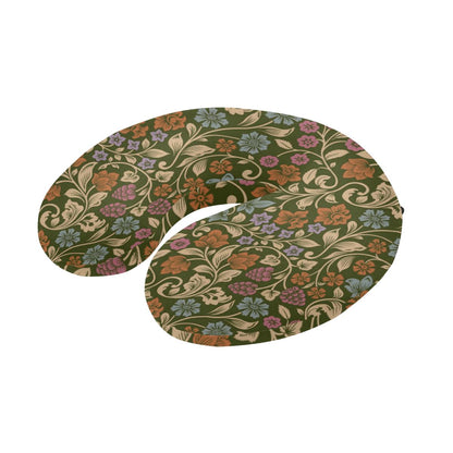 Floral Vintage Print Pattern U-Shaped Travel Neck Pillow-JTAMIGO.COM