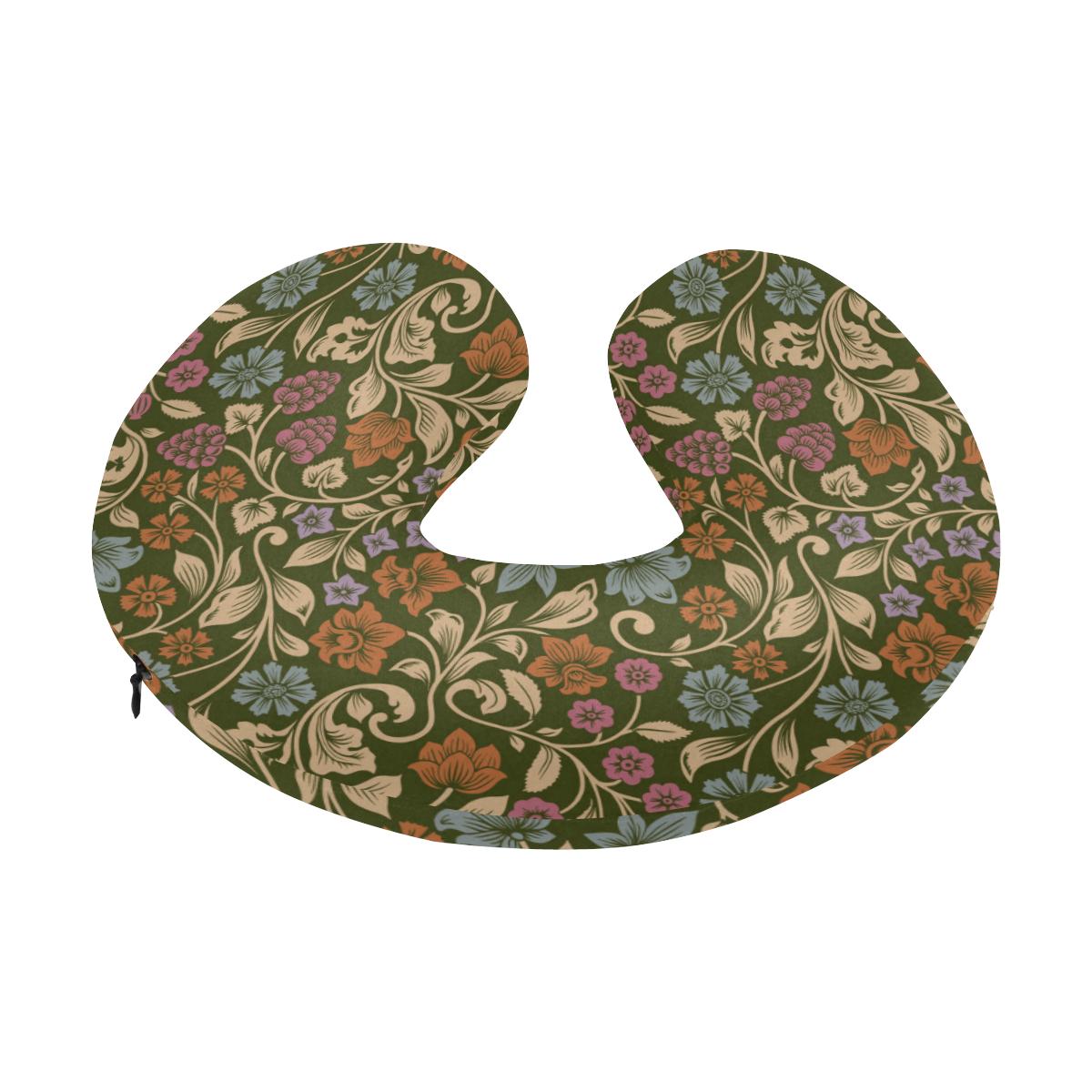 Floral Vintage Print Pattern U-Shaped Travel Neck Pillow-JTAMIGO.COM