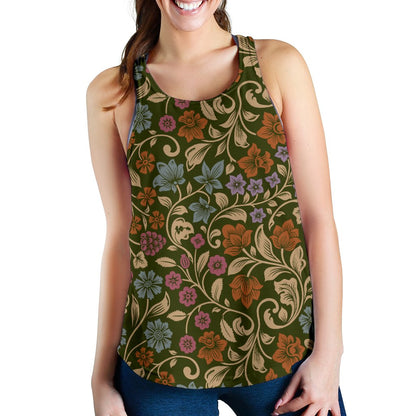 Floral Vintage Print Pattern Women Racerback Tank Top