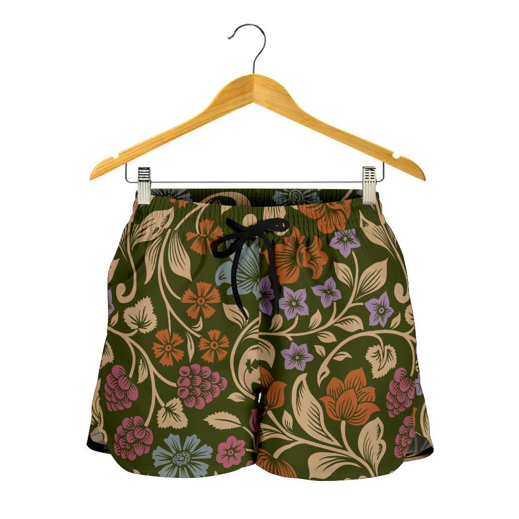 Floral Vintage Print Pattern Women Shorts-JTAMIGO.COM