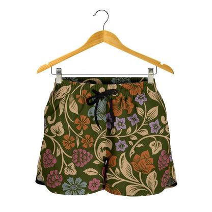 Floral Vintage Print Pattern Women Shorts-JTAMIGO.COM
