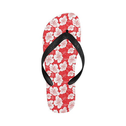 Flower Hawaiian Hibiscus Red Background Print Flip Flops-JTAMIGO.COM