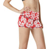 Flower Hawaiian Hibiscus Red Background Print High Waisted Spandex Shorts-JTAMIGO.COM