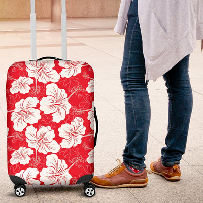 Flower Hawaiian Hibiscus Red Background Print Luggage Cover Protector