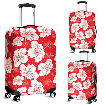 Flower Hawaiian Hibiscus Red Background Print Luggage Cover Protector