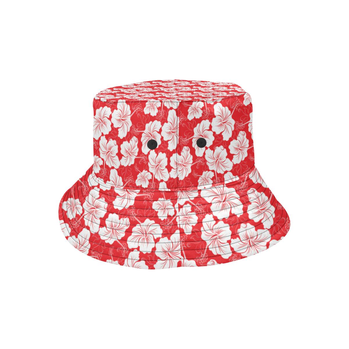 Flower Hawaiian Hibiscus Red Background Print Unisex Bucket Hat