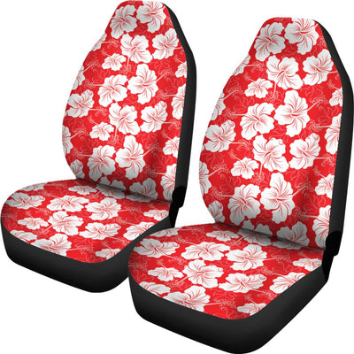 Flower Hawaiian Hibiscus Red Background Print Universal Fit Car Seat Covers