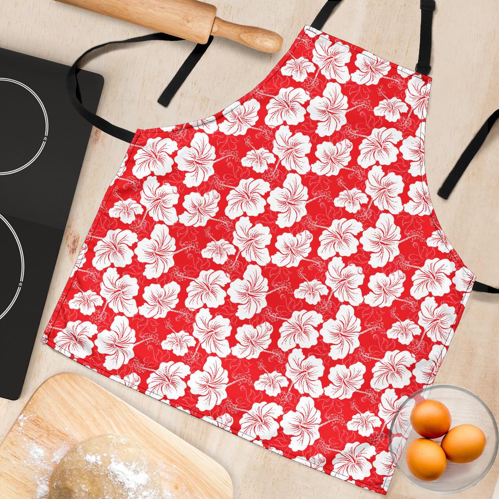 Flower Hawaiian Hibiscus Red Background Print Women Apron