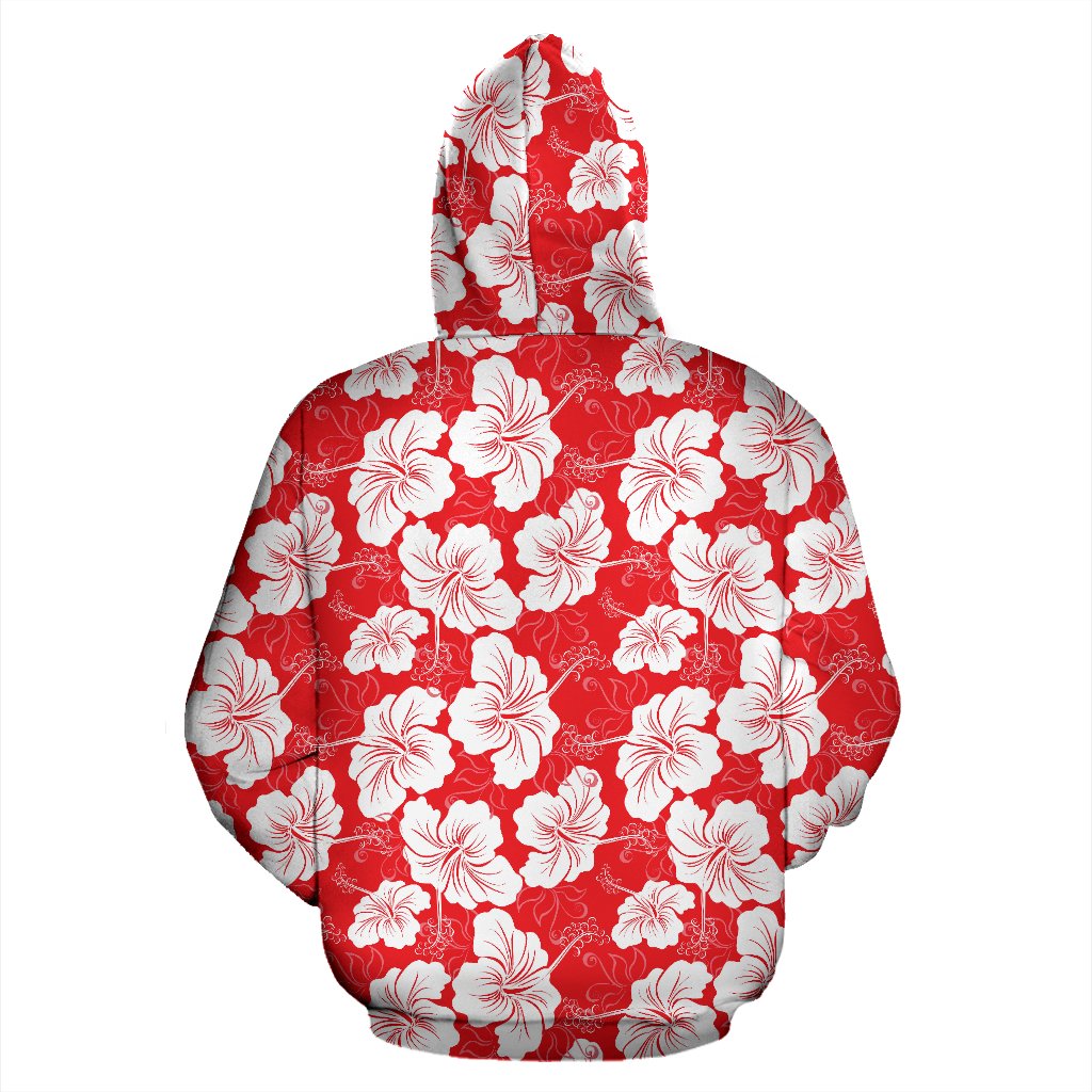 Flower Hawaiian Hibiscus Red Background Print Zip Up Hoodie