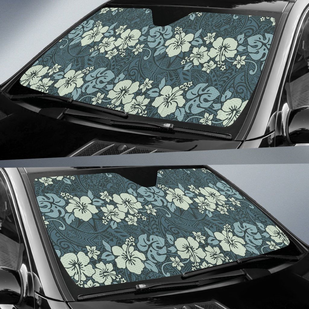 Flower Hawaiian Hibiscus Style Print Pattern Car Sun Shade For Windshield