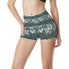 Flower Hawaiian Hibiscus Style Print Pattern High Waisted Spandex Shorts-JTAMIGO.COM