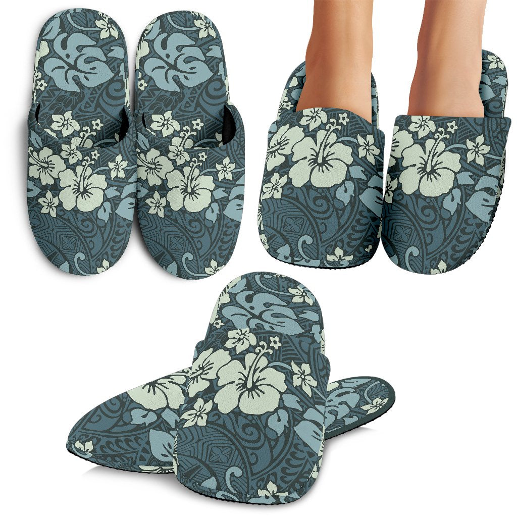 Flower Hawaiian Hibiscus Style Print Pattern House Slippers