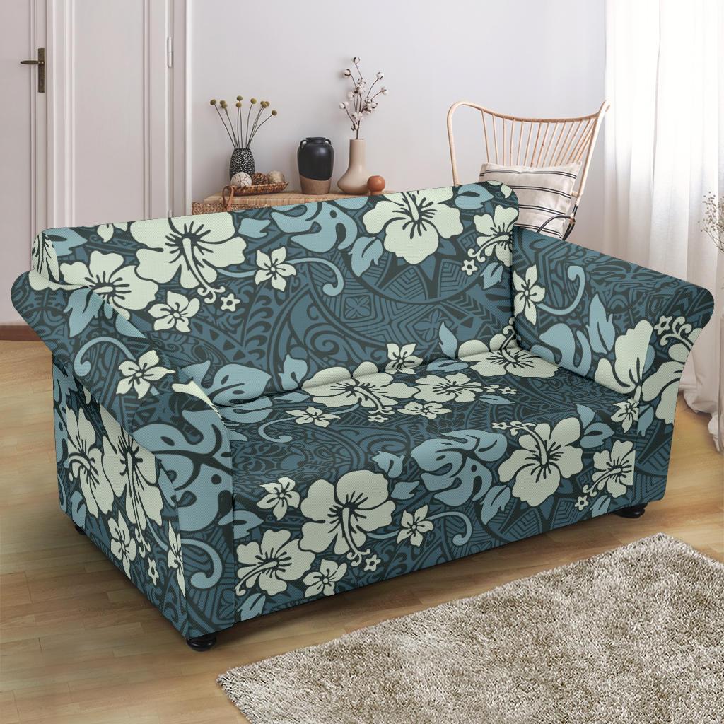 Flower Hawaiian Hibiscus Style Print Pattern Loveseat Slipcover-JTAMIGO.COM