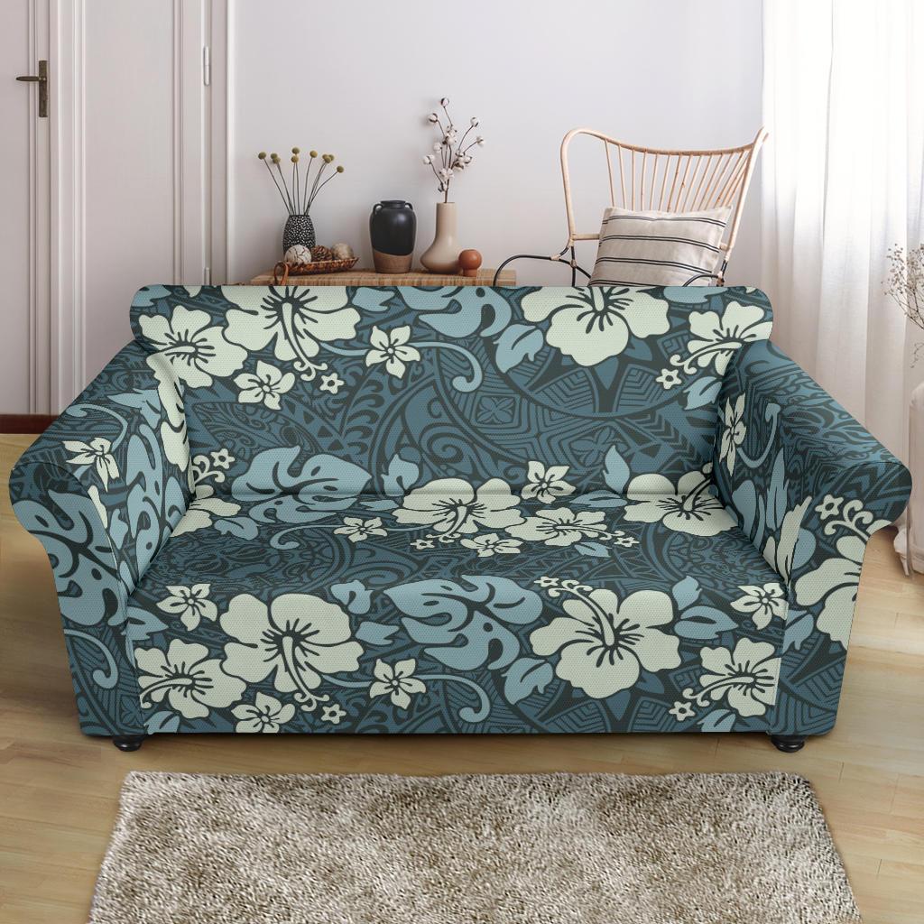 Flower Hawaiian Hibiscus Style Print Pattern Loveseat Slipcover-JTAMIGO.COM