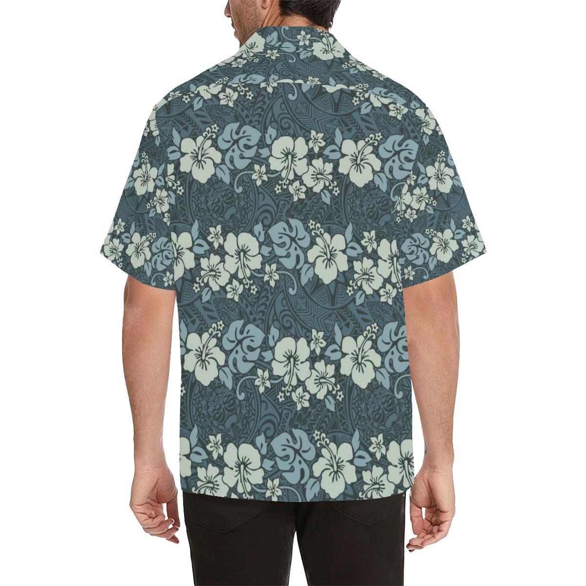 Flower Hawaiian Hibiscus Style Print Pattern Men Aloha Hawaiian Shirt