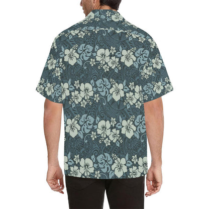Flower Hawaiian Hibiscus Style Print Pattern Men Aloha Hawaiian Shirt