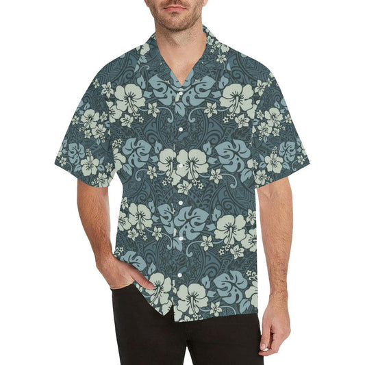 Flower Hawaiian Hibiscus Style Print Pattern Men Aloha Hawaiian Shirt