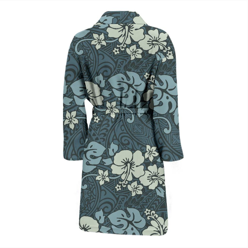 Flower Hawaiian Hibiscus Style Print Pattern Men Bath Robe-JTAMIGO.COM