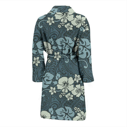 Flower Hawaiian Hibiscus Style Print Pattern Men Bath Robe-JTAMIGO.COM