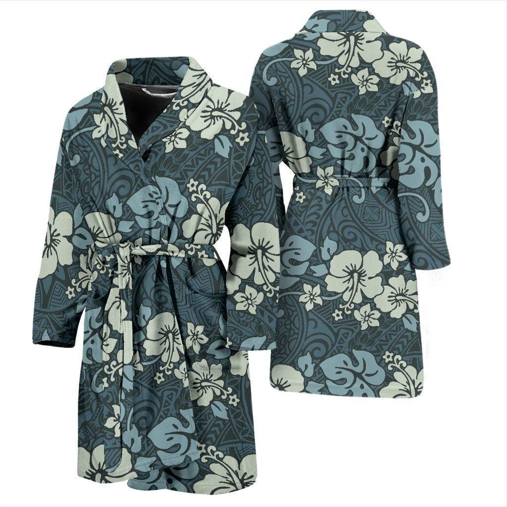 Flower Hawaiian Hibiscus Style Print Pattern Men Bath Robe-JTAMIGO.COM