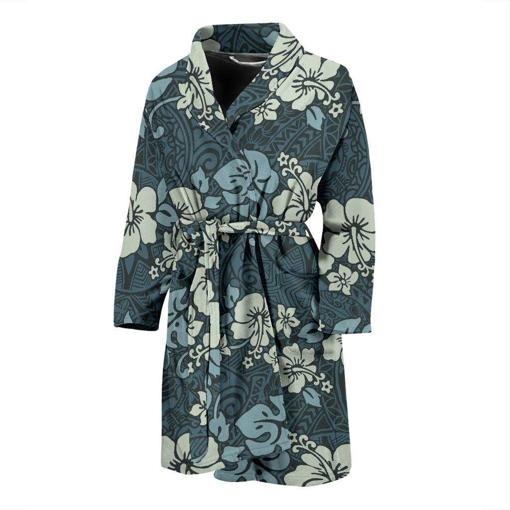 Flower Hawaiian Hibiscus Style Print Pattern Men Bath Robe-JTAMIGO.COM