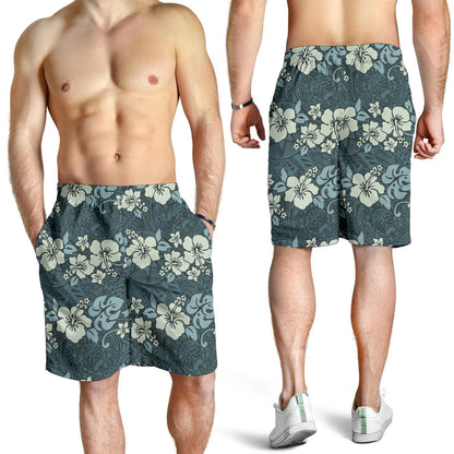 Flower Hawaiian Hibiscus Style Print Pattern Mens Shorts-JTAMIGO.COM