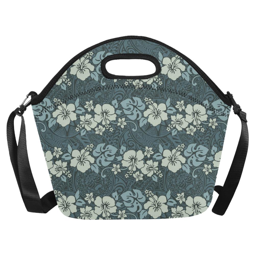 Flower Hawaiian Hibiscus Style Print Pattern Neoprene Lunch Bag (Model 1669)(Large)-JTAMIGO.COM