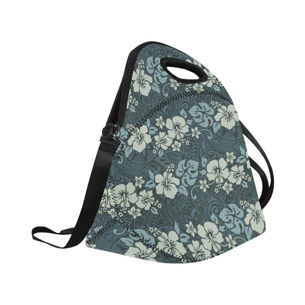 Flower Hawaiian Hibiscus Style Print Pattern Neoprene Lunch Bag (Model 1669)(Large)-JTAMIGO.COM