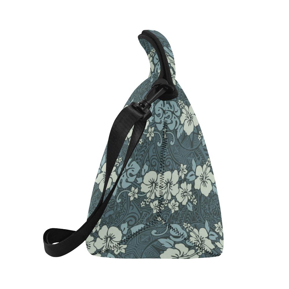 Flower Hawaiian Hibiscus Style Print Pattern Neoprene Lunch Bag (Model 1669)(Large)-JTAMIGO.COM