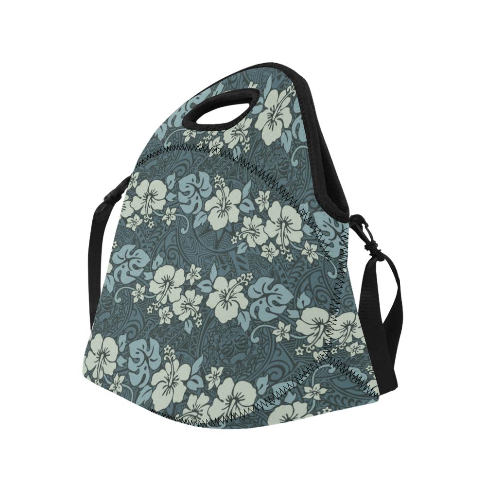 Flower Hawaiian Hibiscus Style Print Pattern Neoprene Lunch Bag (Model 1669)(Large)-JTAMIGO.COM