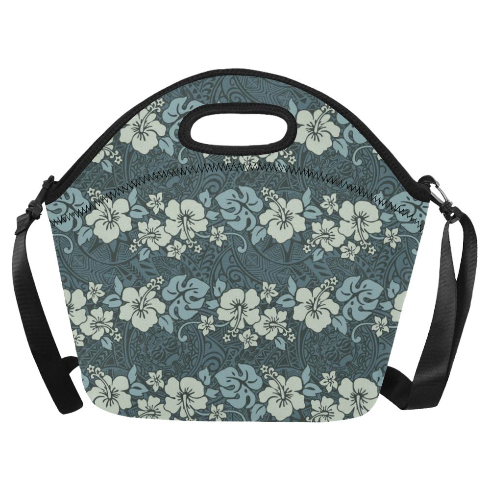 Flower Hawaiian Hibiscus Style Print Pattern Neoprene Lunch Bag (Model 1669)(Large)-JTAMIGO.COM