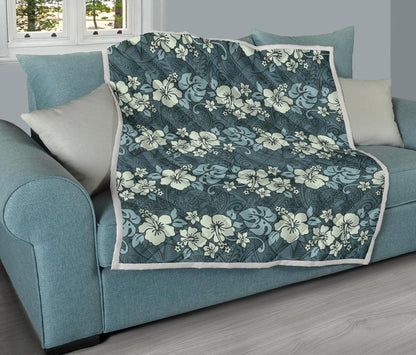 Flower Hawaiian Hibiscus Style Print Pattern Premium Quilt-JTAMIGO.COM