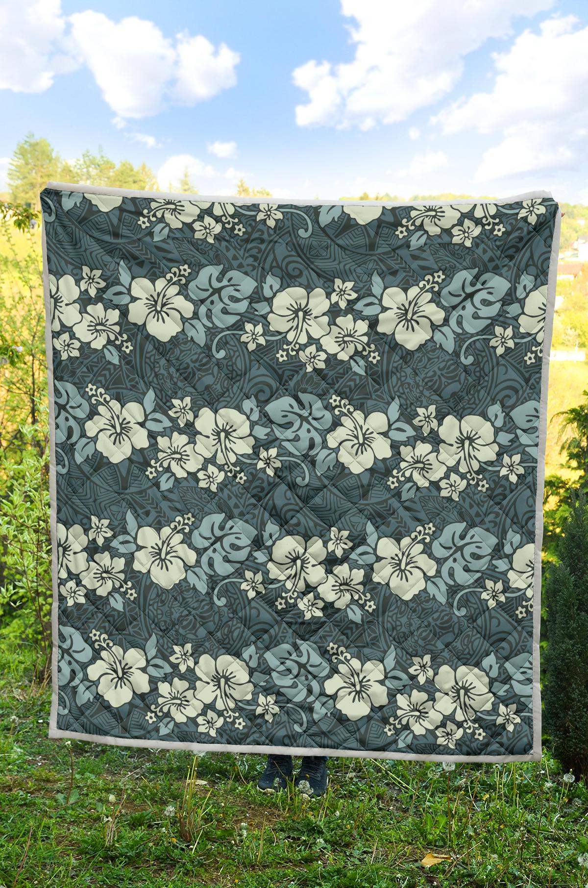 Flower Hawaiian Hibiscus Style Print Pattern Premium Quilt-JTAMIGO.COM