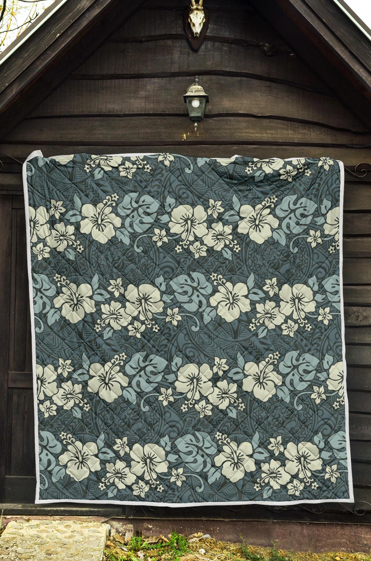 Flower Hawaiian Hibiscus Style Print Pattern Premium Quilt-JTAMIGO.COM