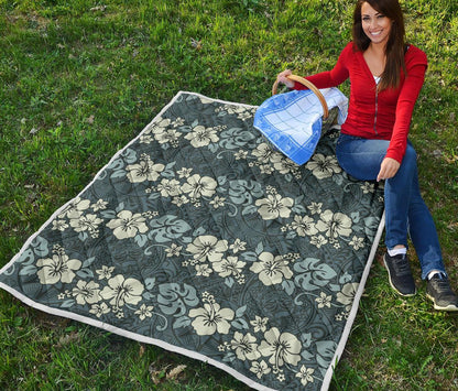 Flower Hawaiian Hibiscus Style Print Pattern Premium Quilt-JTAMIGO.COM