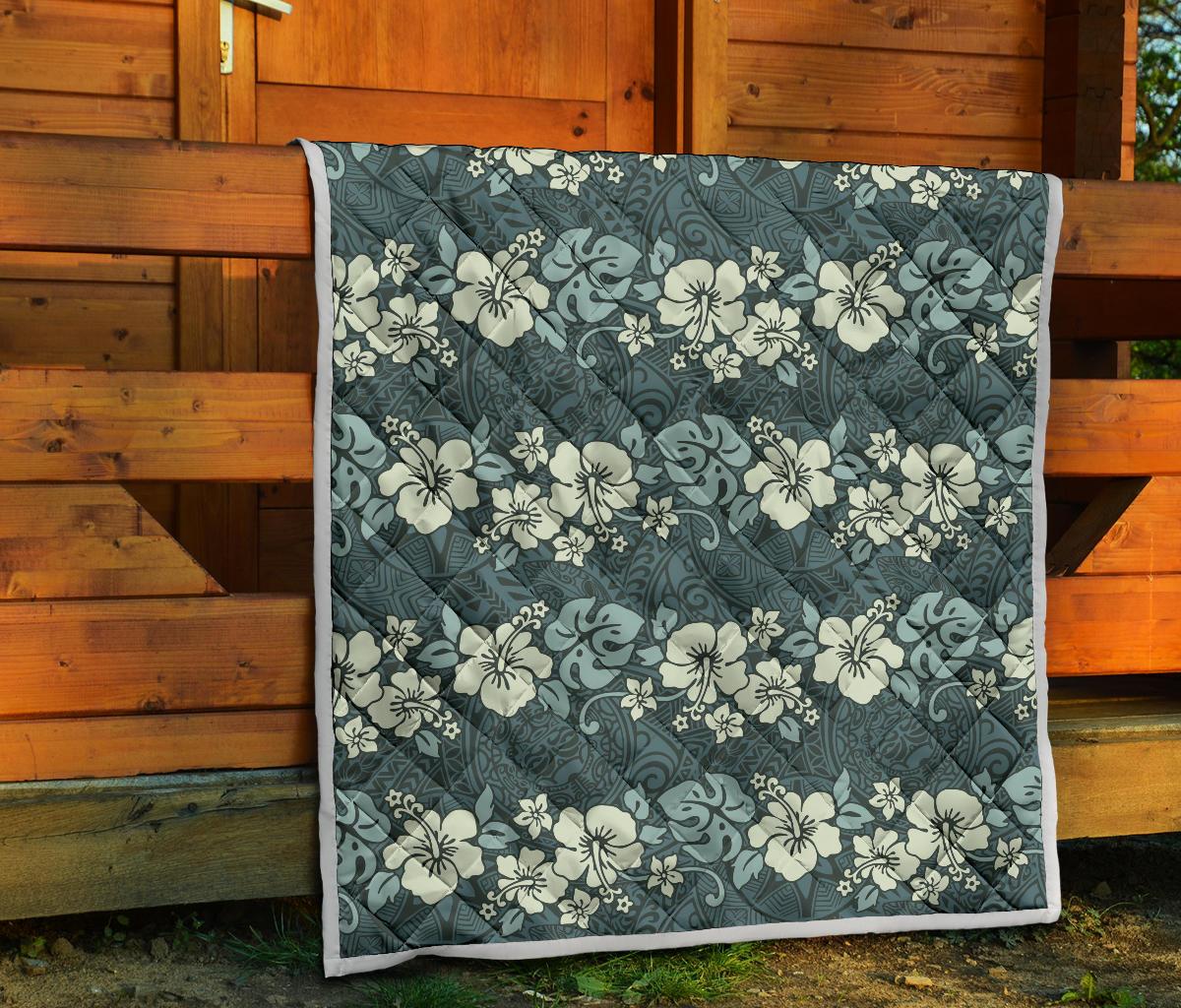 Flower Hawaiian Hibiscus Style Print Pattern Premium Quilt-JTAMIGO.COM