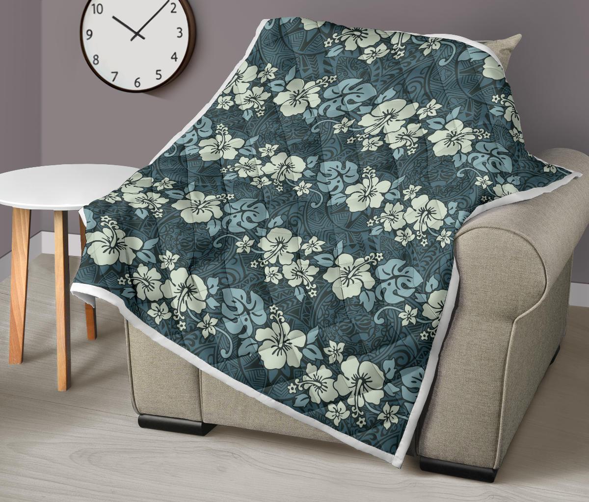 Flower Hawaiian Hibiscus Style Print Pattern Premium Quilt-JTAMIGO.COM