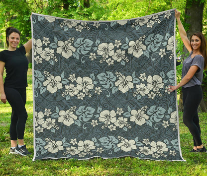 Flower Hawaiian Hibiscus Style Print Pattern Premium Quilt-JTAMIGO.COM