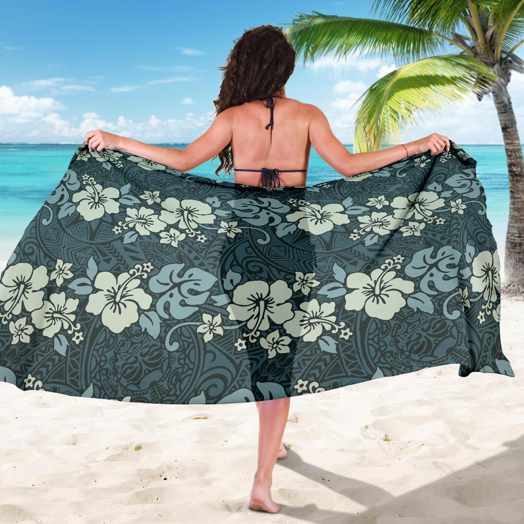 Flower Hawaiian Hibiscus Style Print Pattern Sarong Pareo Wrap