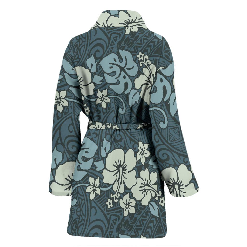 Flower Hawaiian Hibiscus Style Print Pattern Women Bath Robe-JTAMIGO.COM