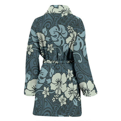 Flower Hawaiian Hibiscus Style Print Pattern Women Bath Robe-JTAMIGO.COM