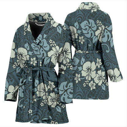 Flower Hawaiian Hibiscus Style Print Pattern Women Bath Robe-JTAMIGO.COM